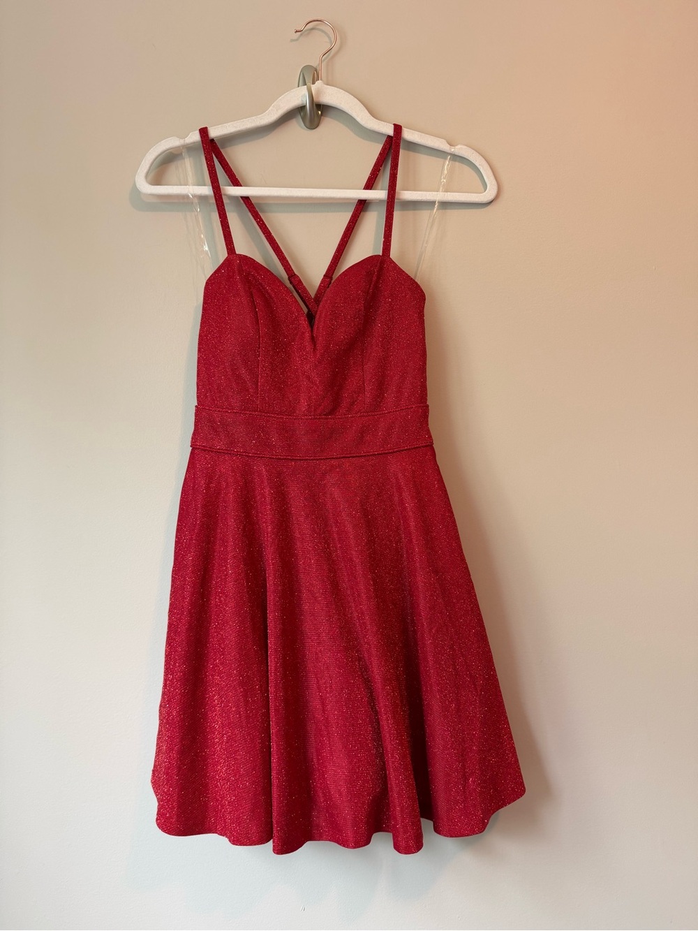 Crystal Doll Red Glitter Fit & Flare Party Dress Sz 3 NWOT